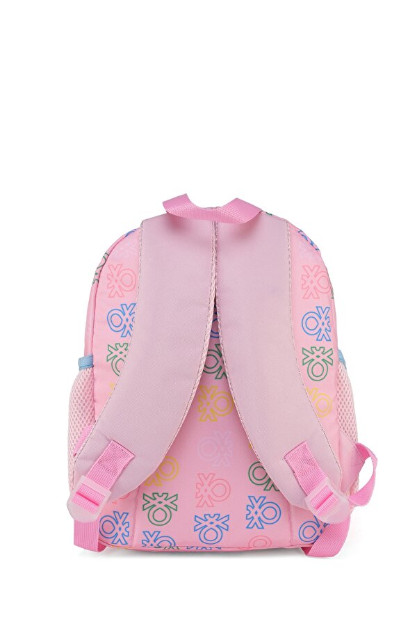 . Minimal Logo Baskılı Kız Çocuk Anaokul Çantası Pembe-Turkuaz