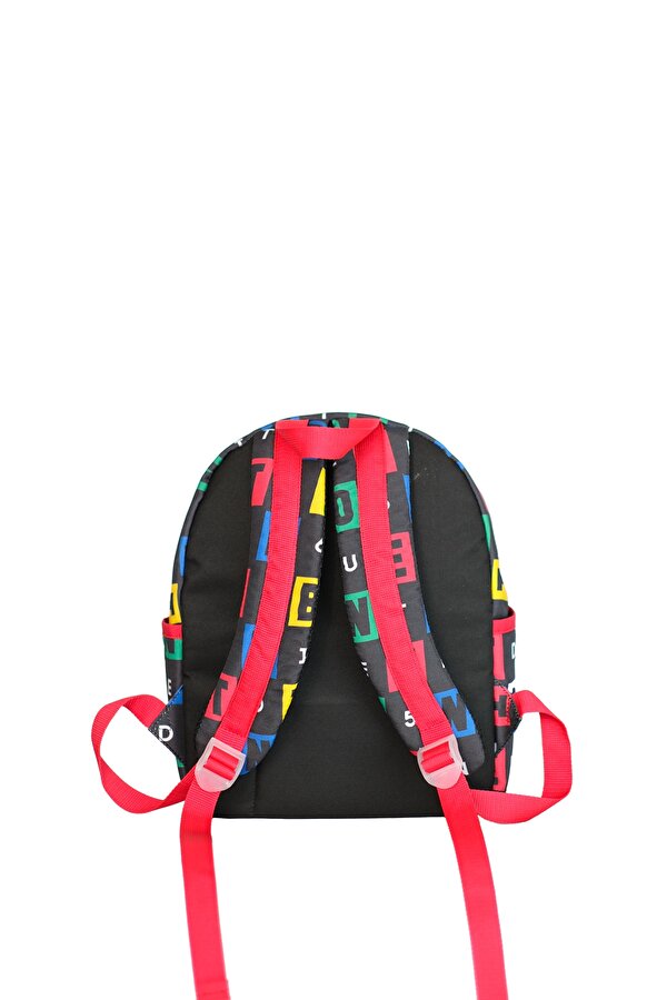 . Harf Baskılı Unisex Çocuk Anaokul Çantası Siyah