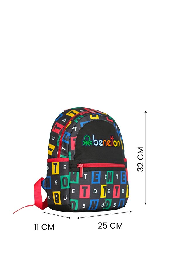 . Harf Baskılı Unisex Çocuk Anaokul Çantası Siyah