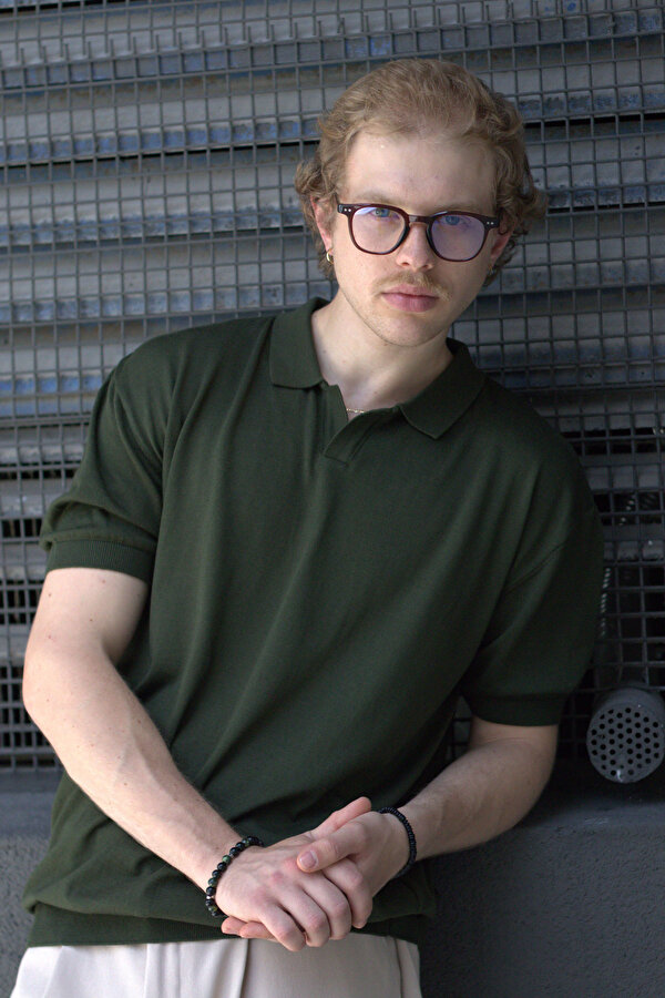 Erkek Oversize Polo Yaka Triko T-Shirt
