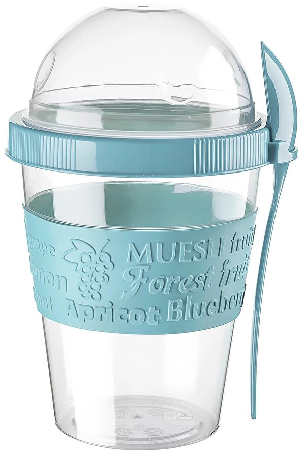 Go Detoks  Kapaklı Kaşıklı Hazırla ve Çık Meyveli Yoğurt Müsli Kabı Beslenme Diyet 600 ml