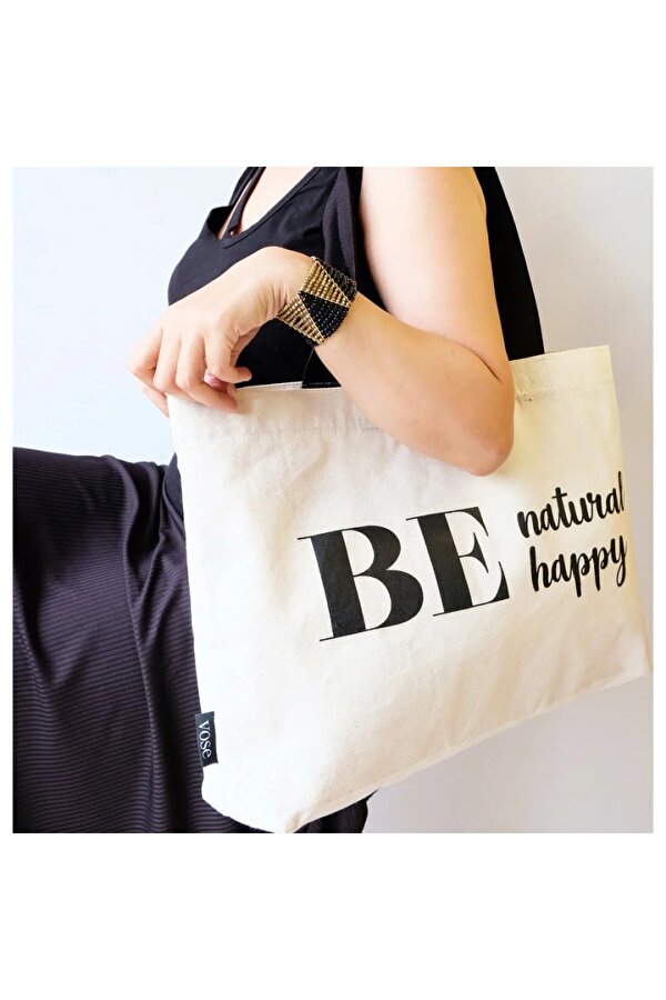 NATURAL Kadın Keten Shopping Çıtçıtlı Omuz Çantası