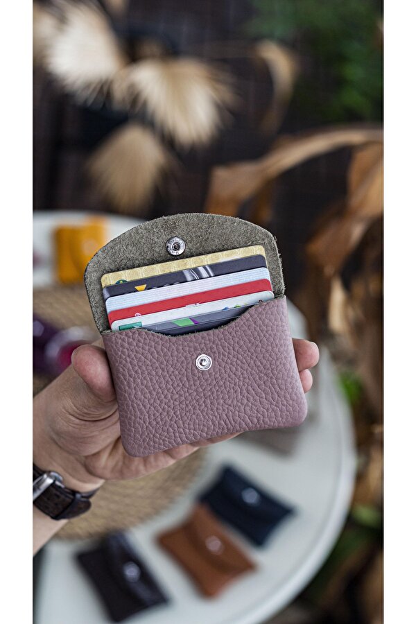 Murcia Hakiki Deri İnce Tasarım Bozuk Paralık ve Kartlık BEJ