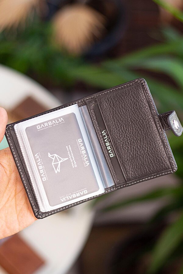 Pekin Hakiki Deri Bol Kartlıklı Dıştan Patlı Unisex Kartlık Cüzdan Antrasit