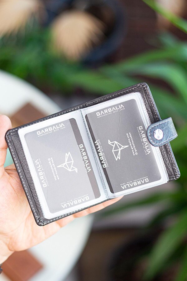 Pekin Hakiki Deri Bol Kartlıklı Dıştan Patlı Unisex Kartlık Cüzdan Antrasit