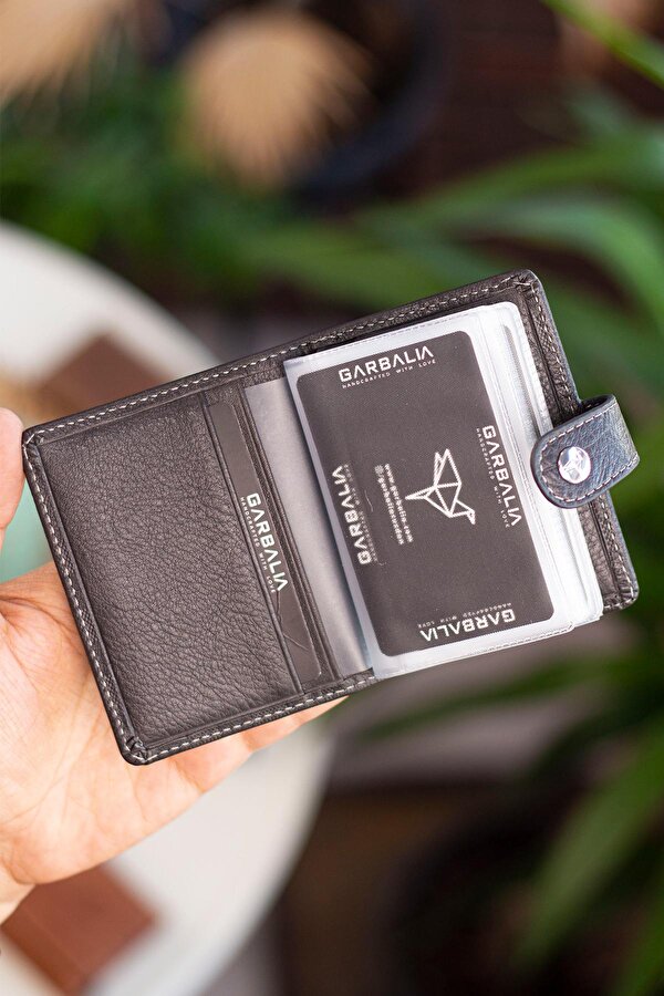 Pekin Hakiki Deri Bol Kartlıklı Dıştan Patlı Unisex Kartlık Cüzdan Antrasit