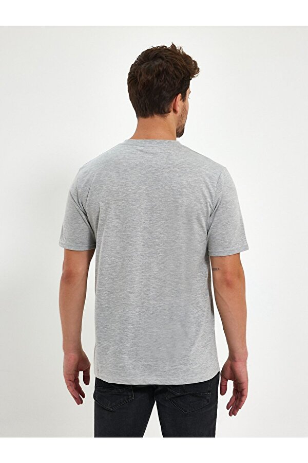 Bisiklet Yaka Basıc Gri T-shırt