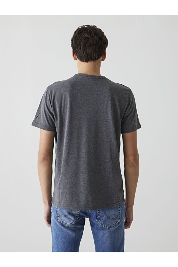 Bisiklet Yaka  Logolu Antrasit T-shırt