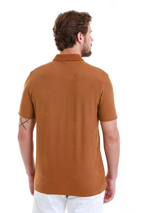 Vizon Regular Fit Jakarlı Polo Yaka Fermuarlı Tişört