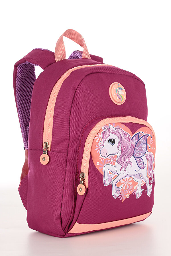 My Polo 2030 Kız Çocuk Ana Okul Çantası Unicorn Ve Damla Desenli PEMBE