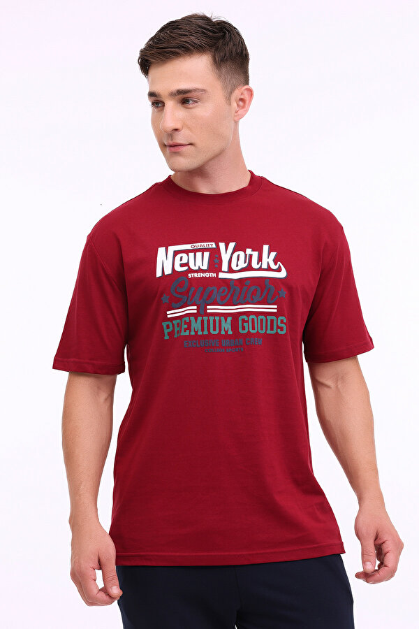 ML MIKE 11CTY107 4PR Bordo Erkek Kısa Kol T-Shirt