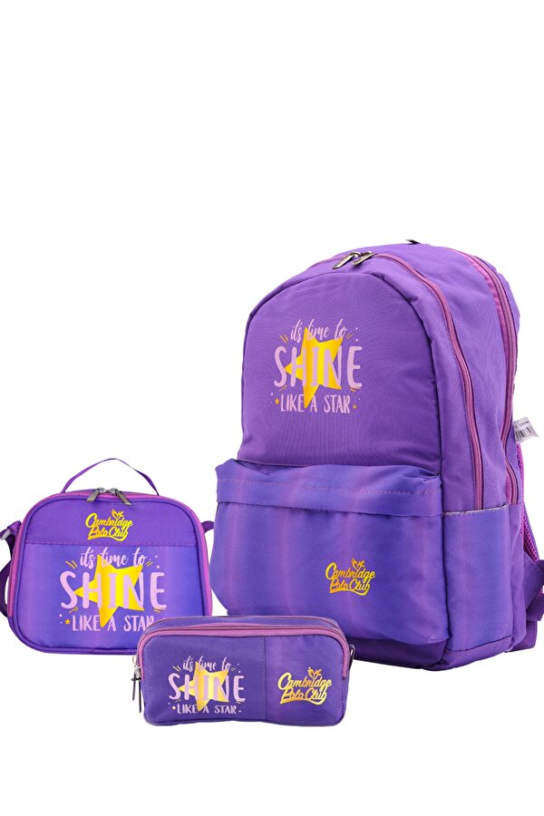 Star Çift Ana Bölmeli Unisex Çocuk İlkokul Çanta Set MOR