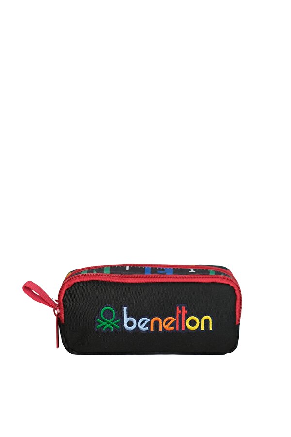 . Harf Baskılı Çift Bölme Unisex Çocuk Kalemlik Siyah