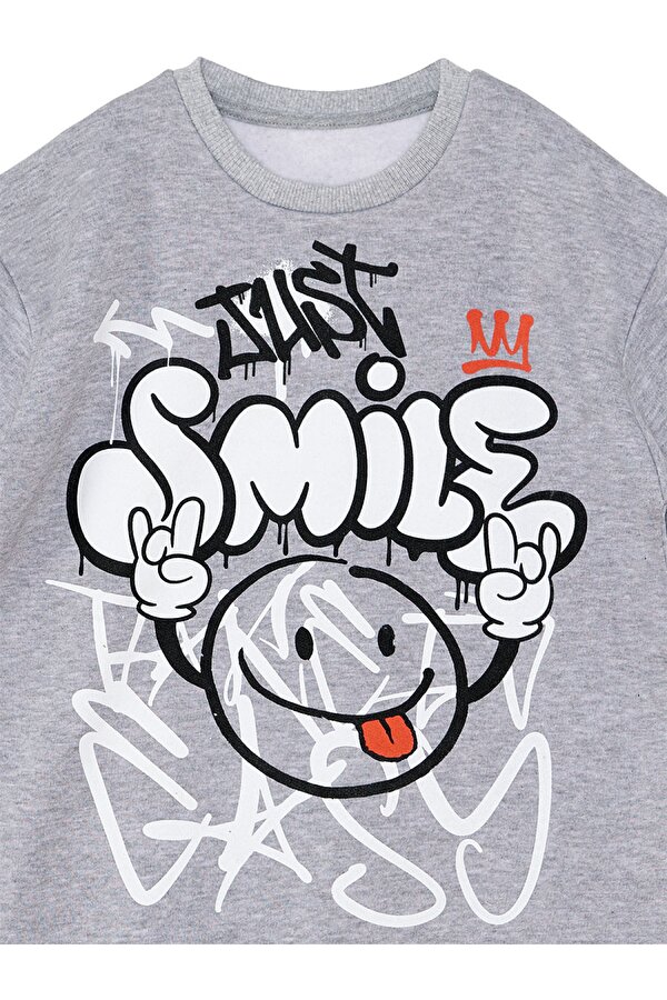 Just Smile Erkek Çocuk Gri Sweatshirt