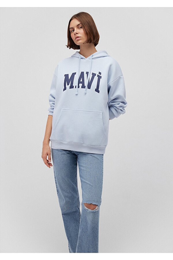 Logo Baskılı Kapüşonlu  Sweatshirt