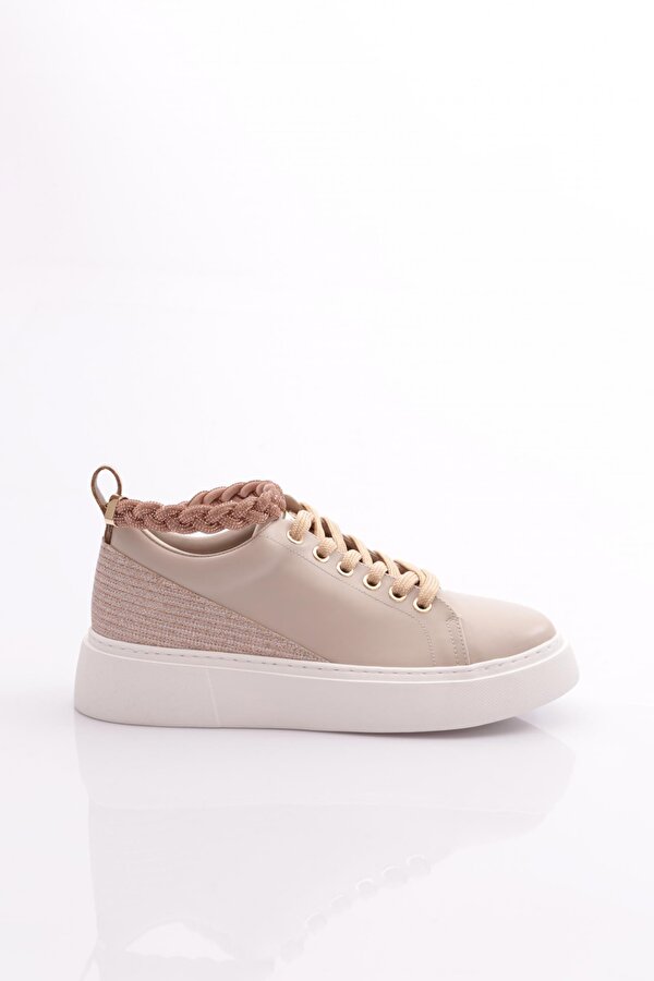 Es851 Kadin Kalin Taban Halhal Detayli Silver Taşli Sneakers Ayakkabi