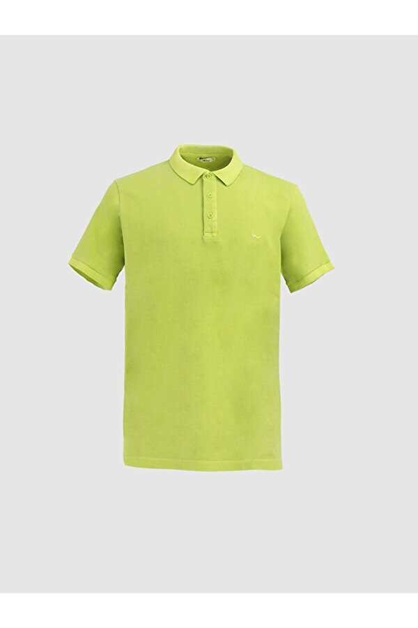Soluk Efektli Polo Yaka T-shırt