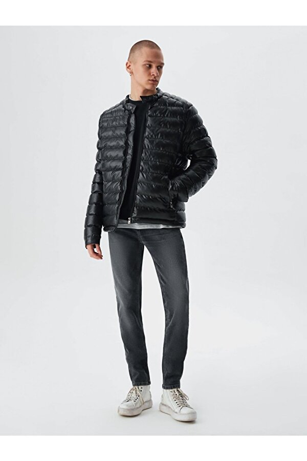 Şişme Parlak Kısa Siyah Mont