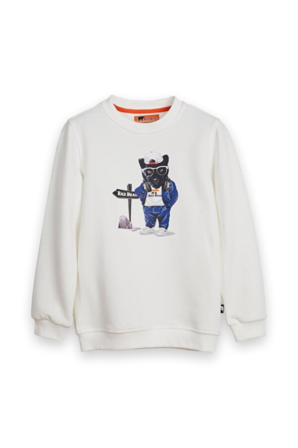 24.06.12.006 Panther Crewneck Jr Sweat Beyaz Çocuk Sweatshirt