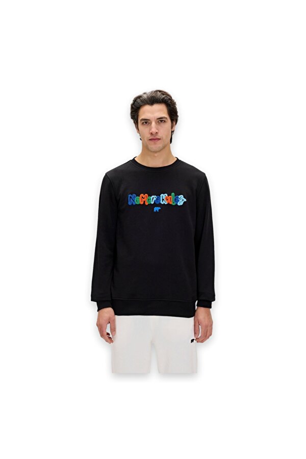 24.02.12.018 Furry Crewneck Siyah Unisex Sweatshirt