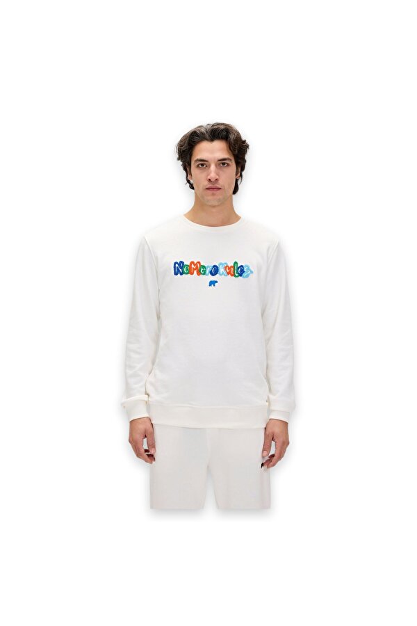 24.02.12.018 Furry Crewneck Beyaz Unisex Sweatshirt
