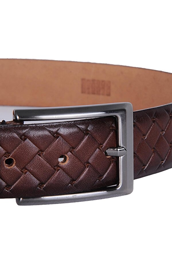 Skuaıter 24-1905 Kahve %100 Deri Erkek Kumaş Kemer