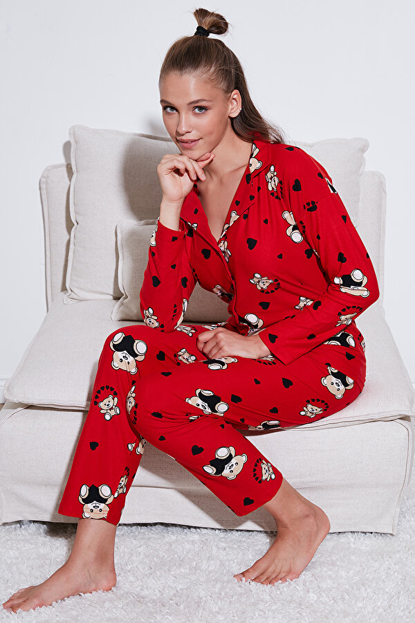 Bayan Pijama Takımı 60956602 KIRMIZI