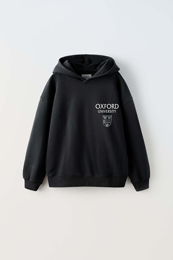 ERKEK ÇOCUK OXFORD MODELLİ KOL MANŞETLİ PAMUK KAPŞONLU SWEAT