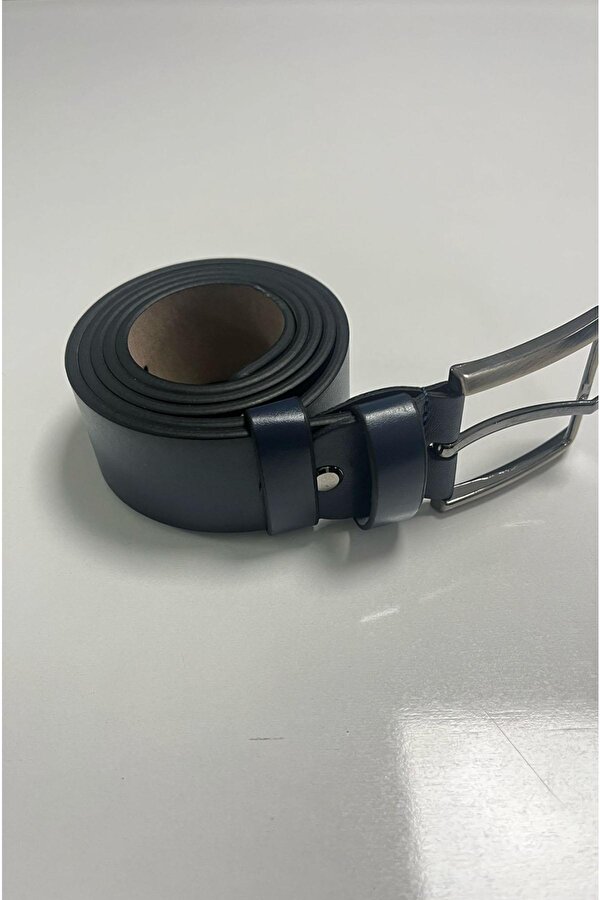 Erkek Suni Deri Düz Lacivert  Kemer 6872