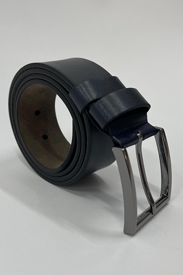 Lacivert Suni Deri Düz Erkek Kemer 7220