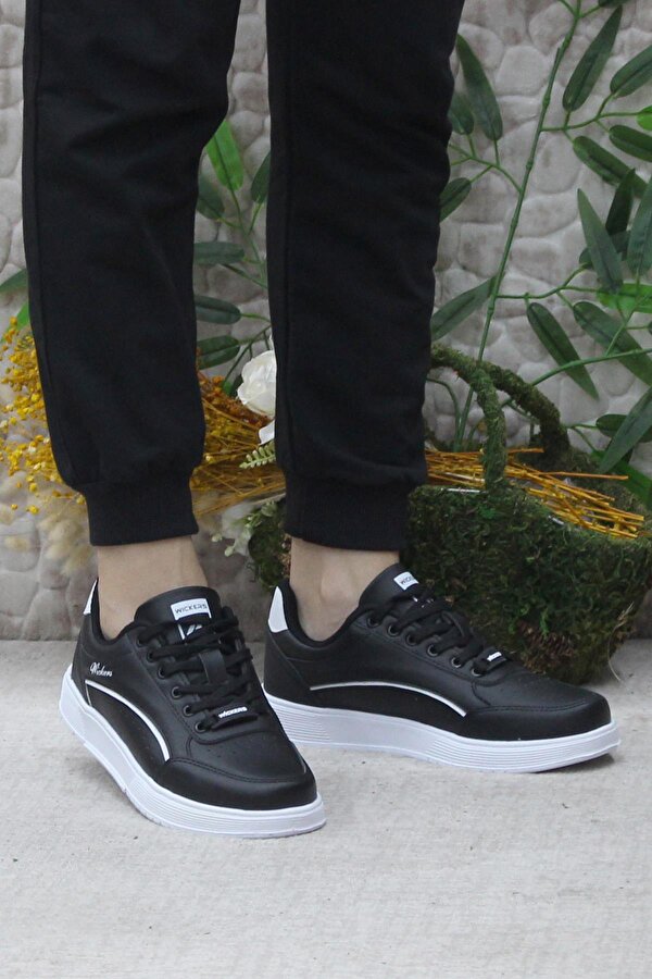 Wks 2765 Siyah Beyaz Hafif Rahat Sneaker Kadın Spor Ayakkabı