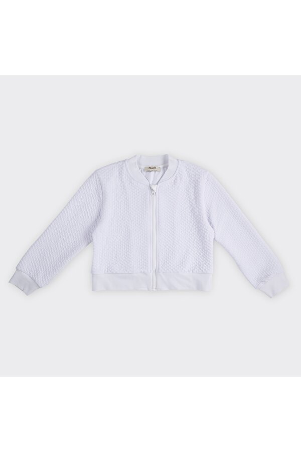 Kız Çocuk  Dokulu Fermuarlı Sweatshirt