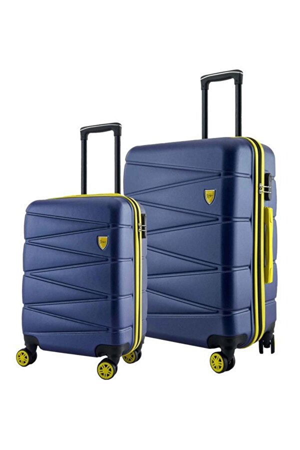 Orta Ve Kabin Boy 2 li Valiz Seti  4x2 Teker Mavi 1164