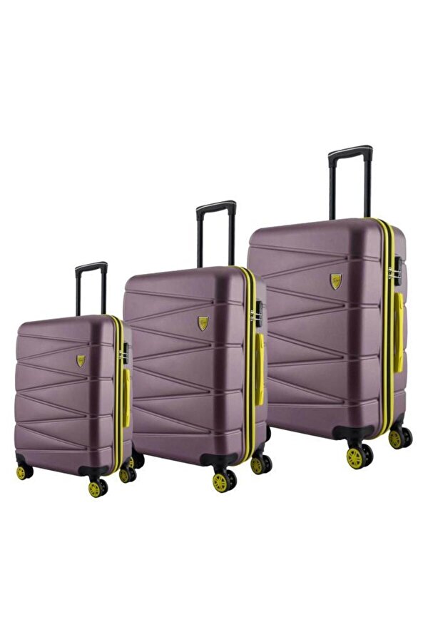 3 lü Valiz Seti ABS Valiz 4x2 Teker Rose 1164