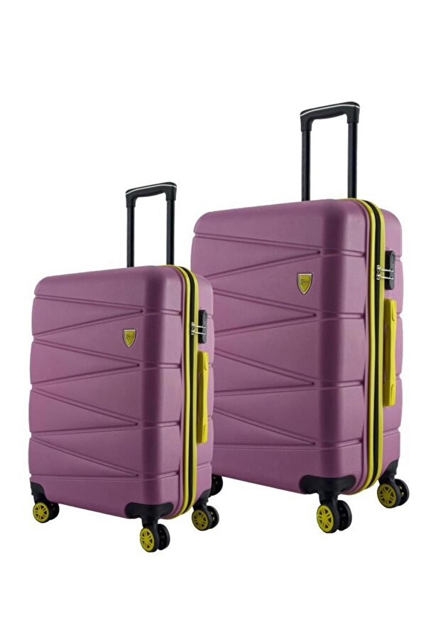 Büyük Ve Orta Boy 2 li Valiz Seti  4x2 Teker Pembe 1164