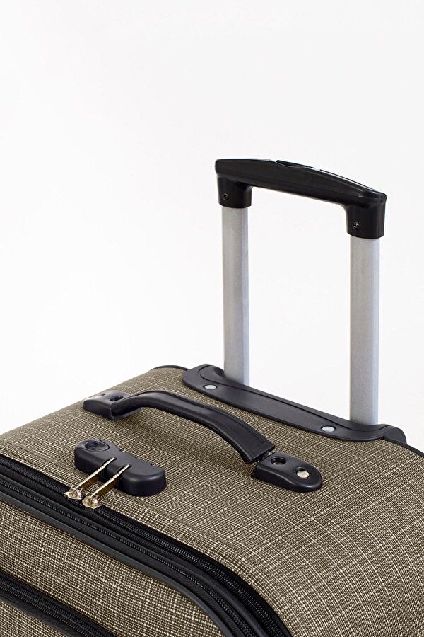 Orta Boy 4 Teker Kumaş Valiz Bej 1081