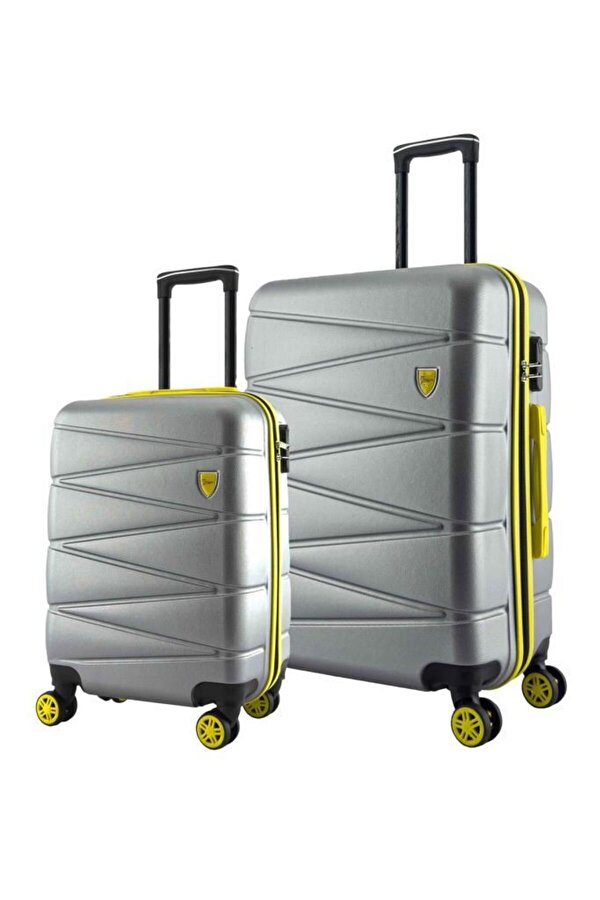 Orta Ve Kabin Boy 2 li Valiz Seti  4x2 Teker Gri 1164