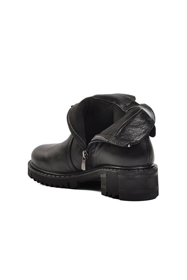 1950807K İçi Polarlı Hakiki Deri Siyah Kadın Bot
