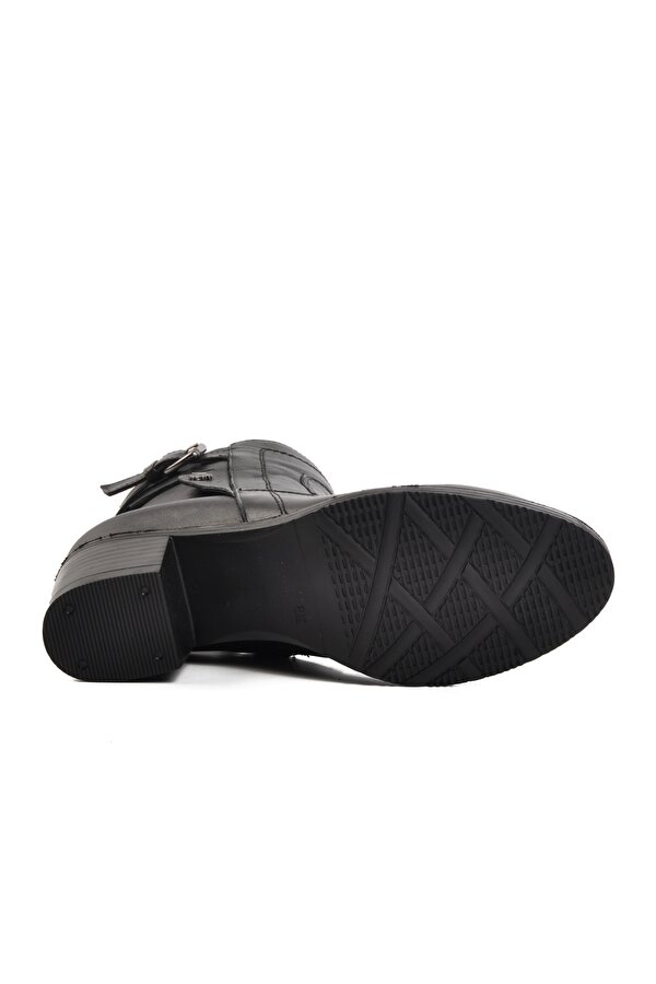 1779011K İçi Polarlı Hakiki Deri Siyah Kadın Bot