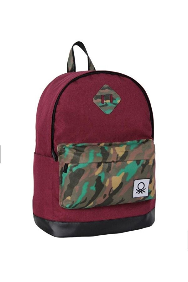 Benetton Okul Sırt Çantası Bordo Kamuflaj