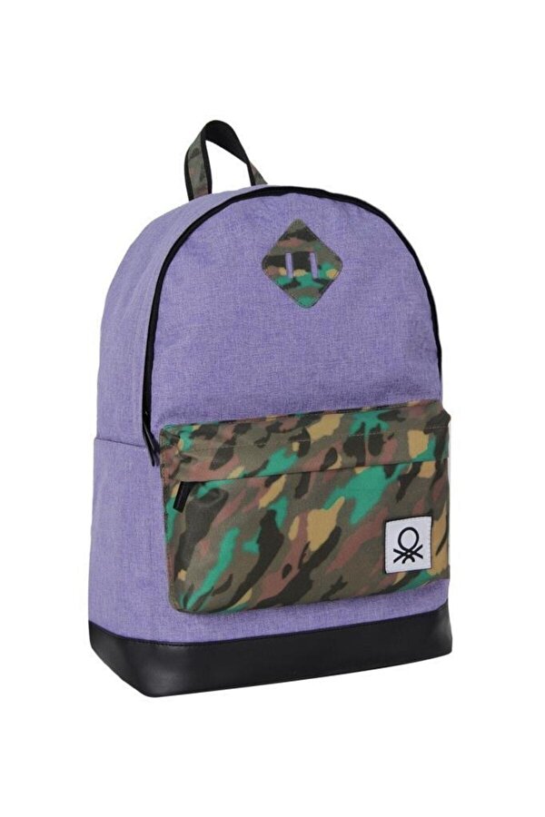 Benetton Okul Sırt Çantası Mor Kamuflaj