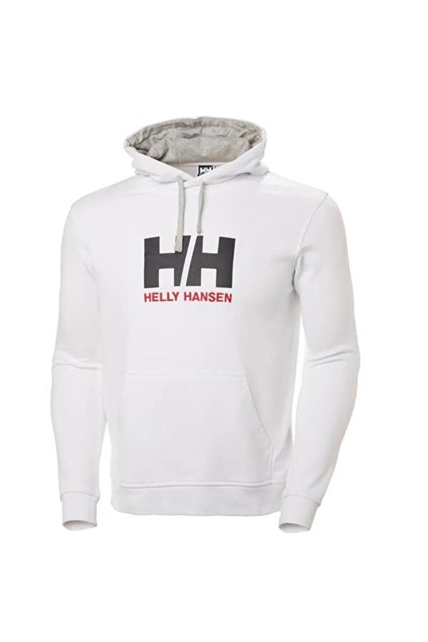 HH Logo Hoodie Erkek Kapüşonlu Sweatshirt Beyaz HHA.33977-001