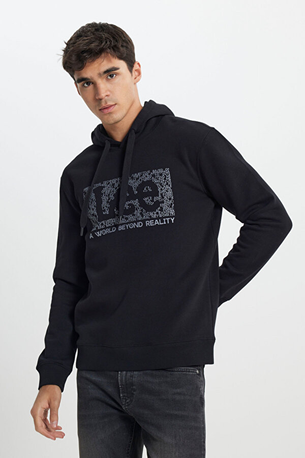 Regular Fit Normal Kesim Siyah Erkek Sweatshirt