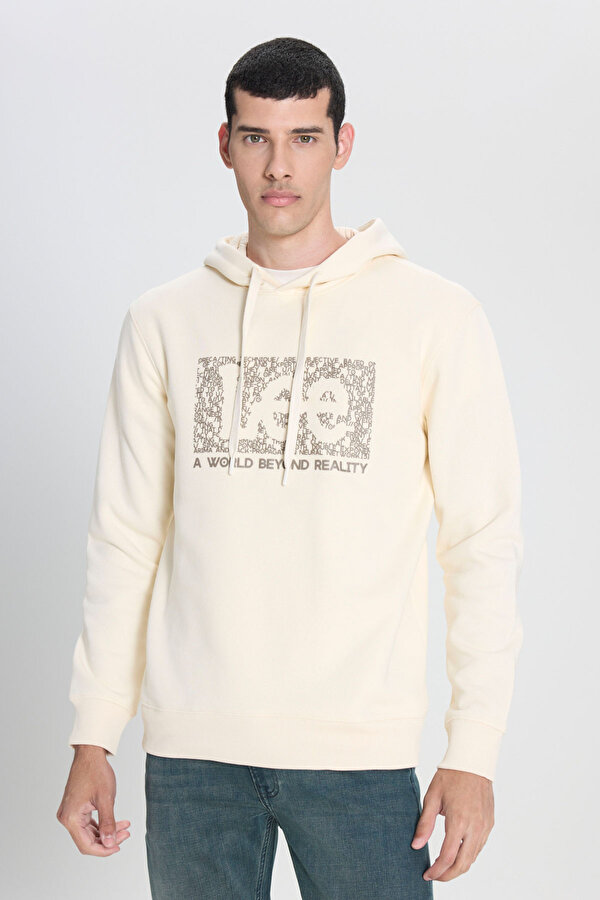 Regular Fit Normal Kesim Ekru Erkek Sweatshirt