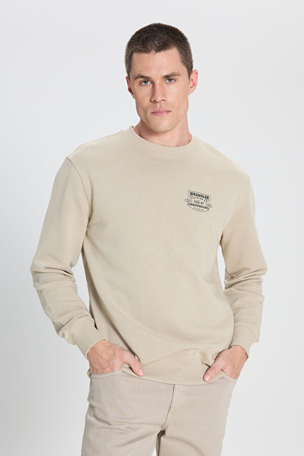 Regular Fit Normal Kesim Bej Erkek Sweatshirt
