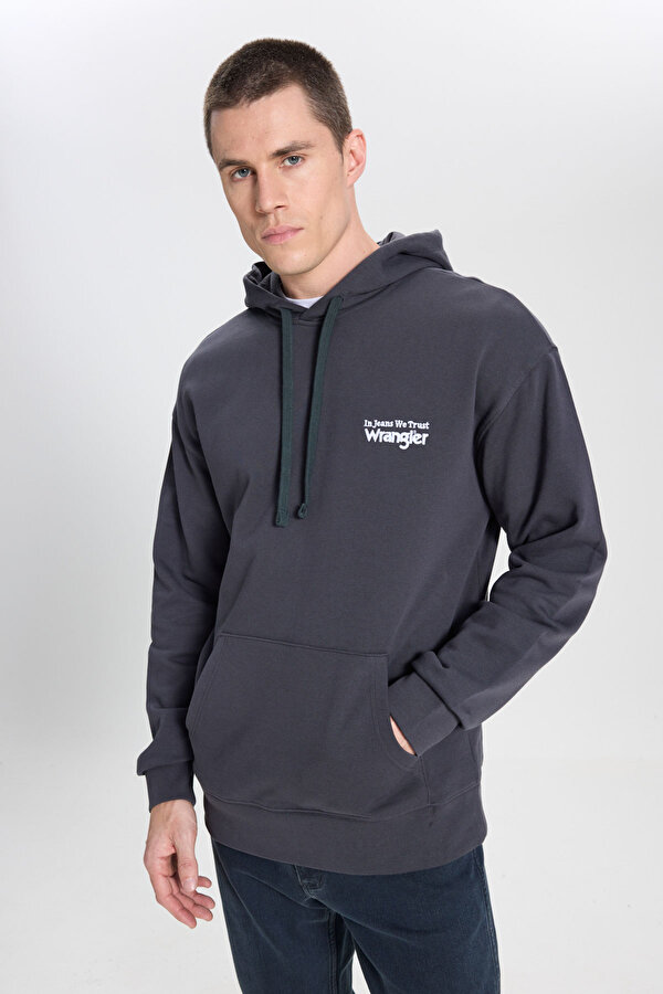 Relaxed Fit Geniş Kesim Siyah Erkek Sweatshirt