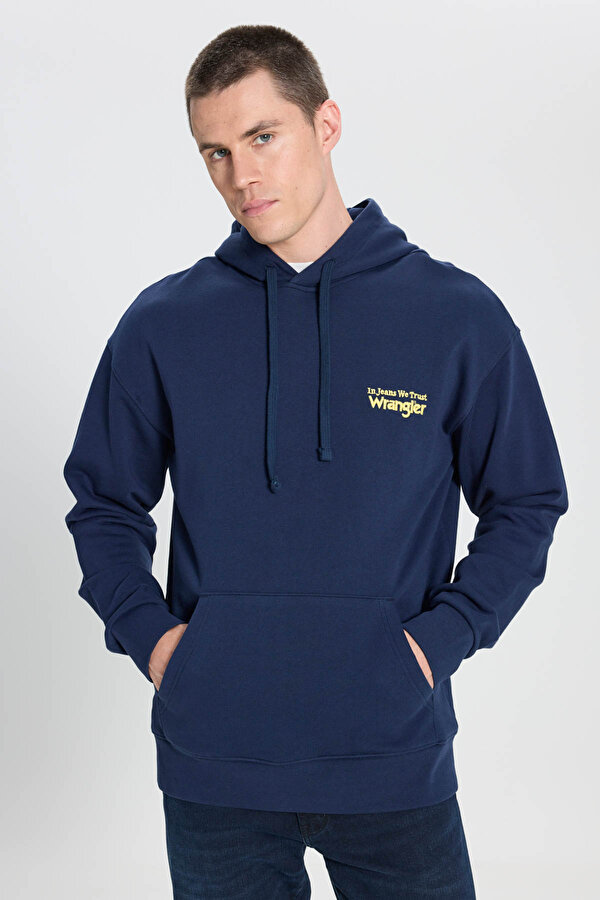Relaxed Fit Geniş Kesim Mavi Erkek Sweatshirt