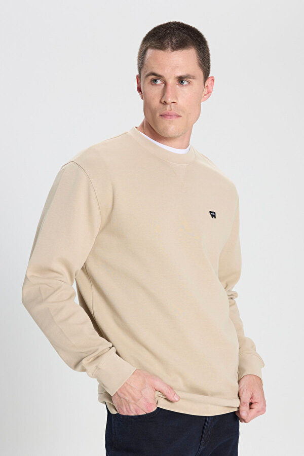Regular Fit Normal Kesim Bej Erkek Sweatshirt