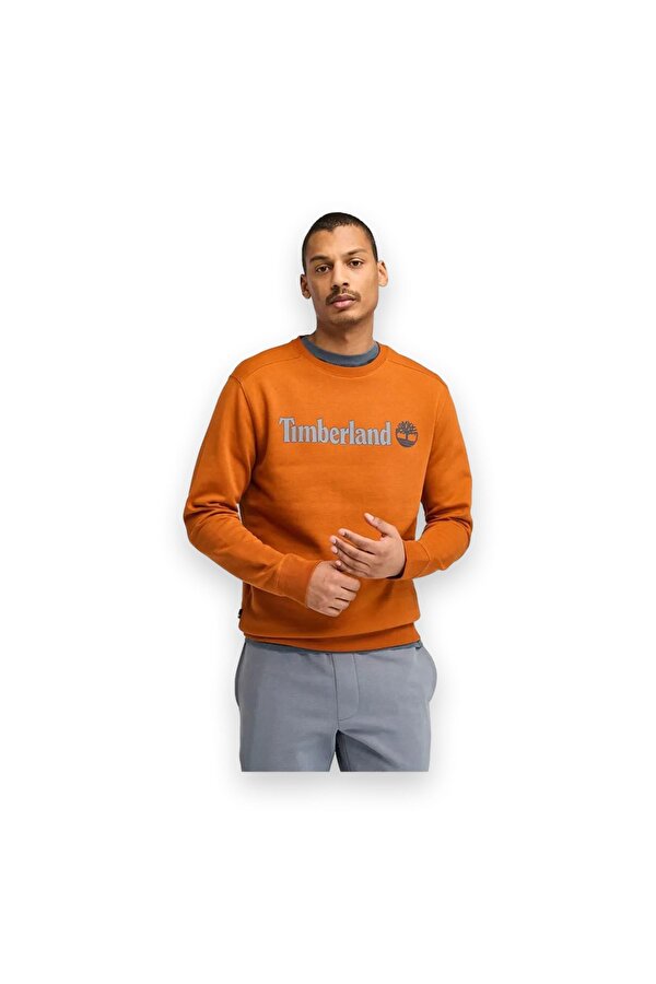 Tb0A5Ujy Linear Logo Crew Neck Sweat Turuncu Erkek Sweatshirt