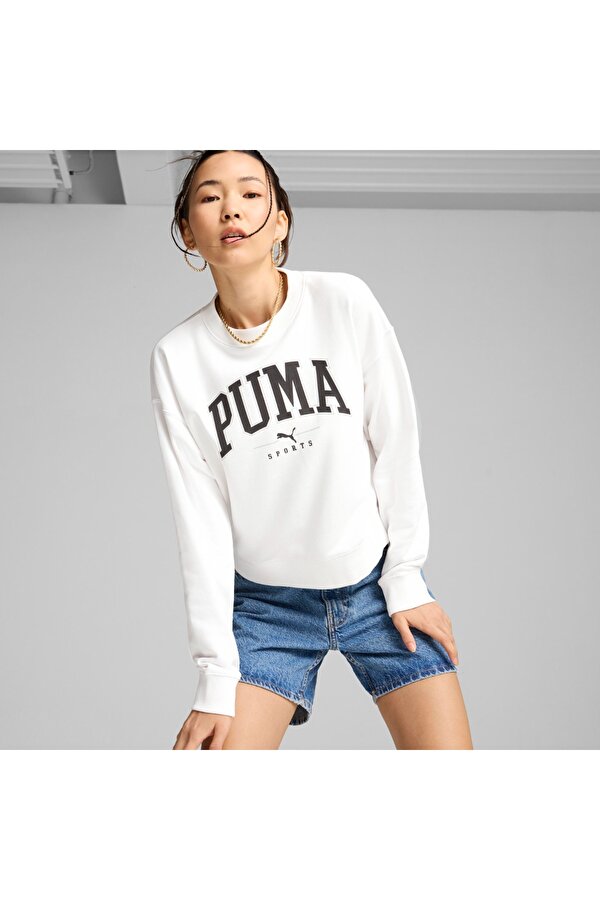 Squad Tr Kadın Beyaz Yuvarlak Yaka Sweatshirt
